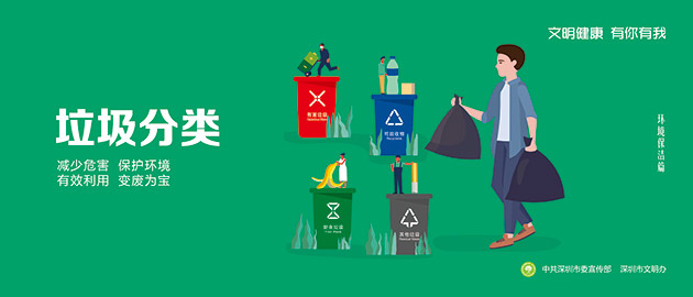 健康文明有你有我,垃圾分類、減少危害、保護環(huán)境、有效利用、變廢為寶圍擋公益廣告,建筑工地圍擋廣告圖